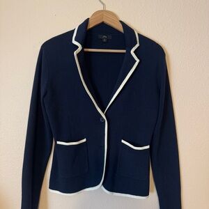 J. Crew Navy Blue Blazer with White Trim